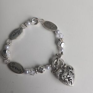 Serenity Silver and White Charm Bracelet